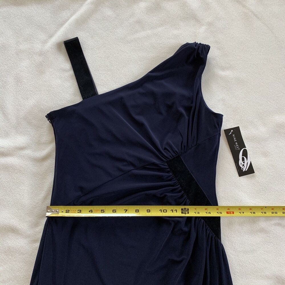 NINE WEST Indigo Blue Sheath Velvet Velour Sleeveless Dress Women's Size 12 NWT - Picture 11 of 12